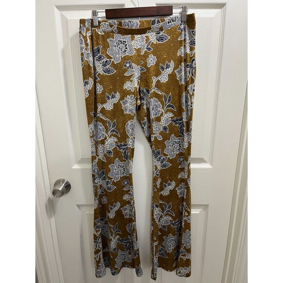 Free People Make A Statement Flare Pant in Bronze Combo Size Large Boho - Picture 3 of 7